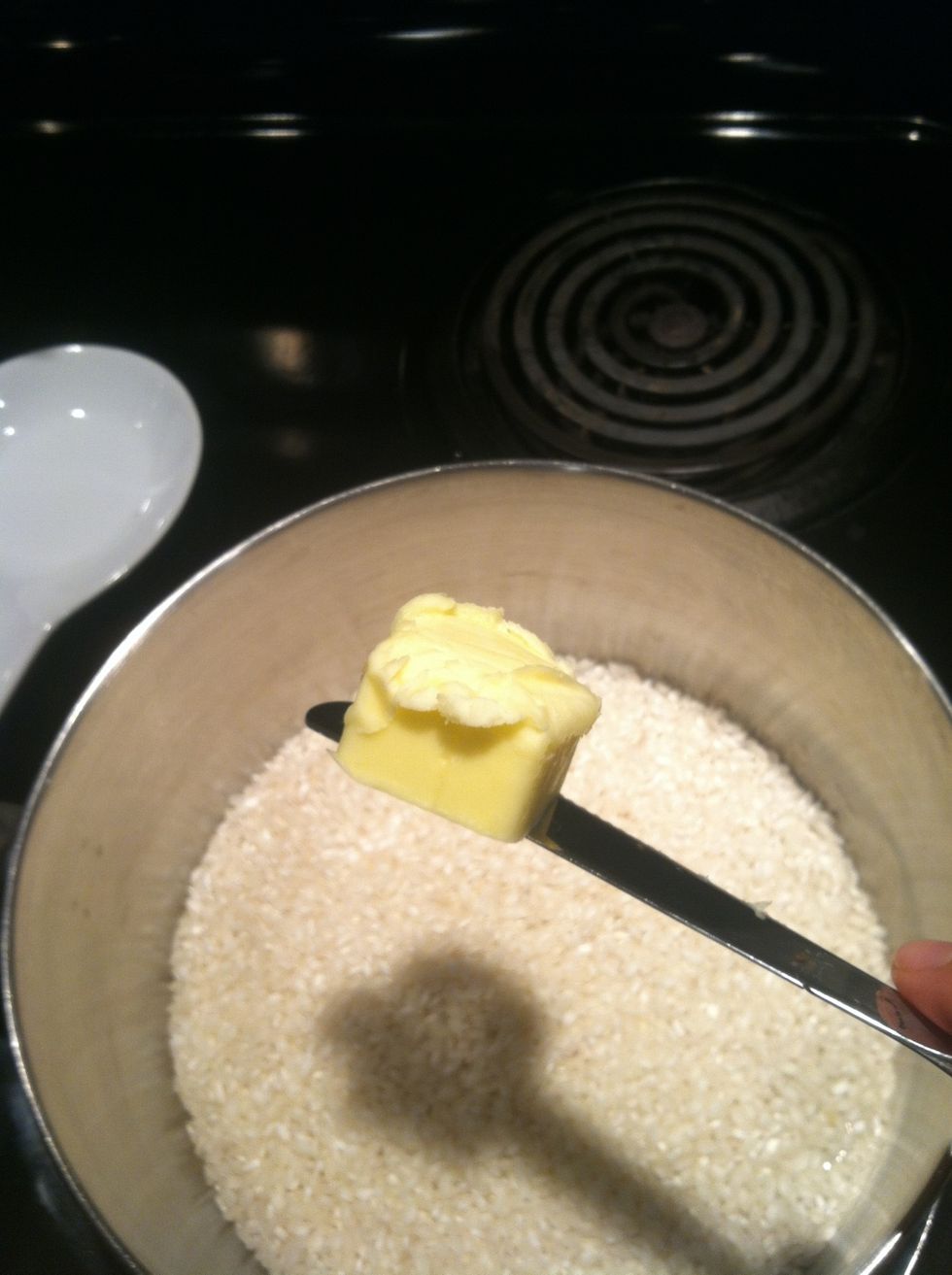 Add half of your butter and turn on medium heat.