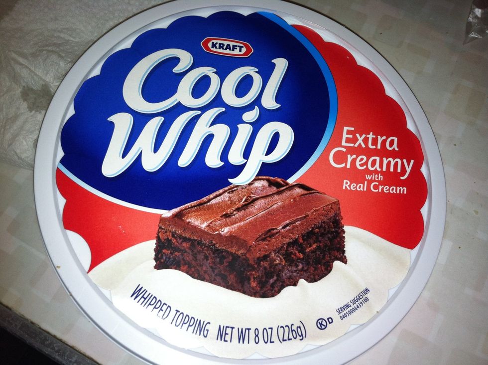 Add half or whole container of cool whip. I prefer to use heavy whipping cream with some sugar. If doing so, beat cream till stiff peaks form adding sugar slowly. I only used cool whip cause of time