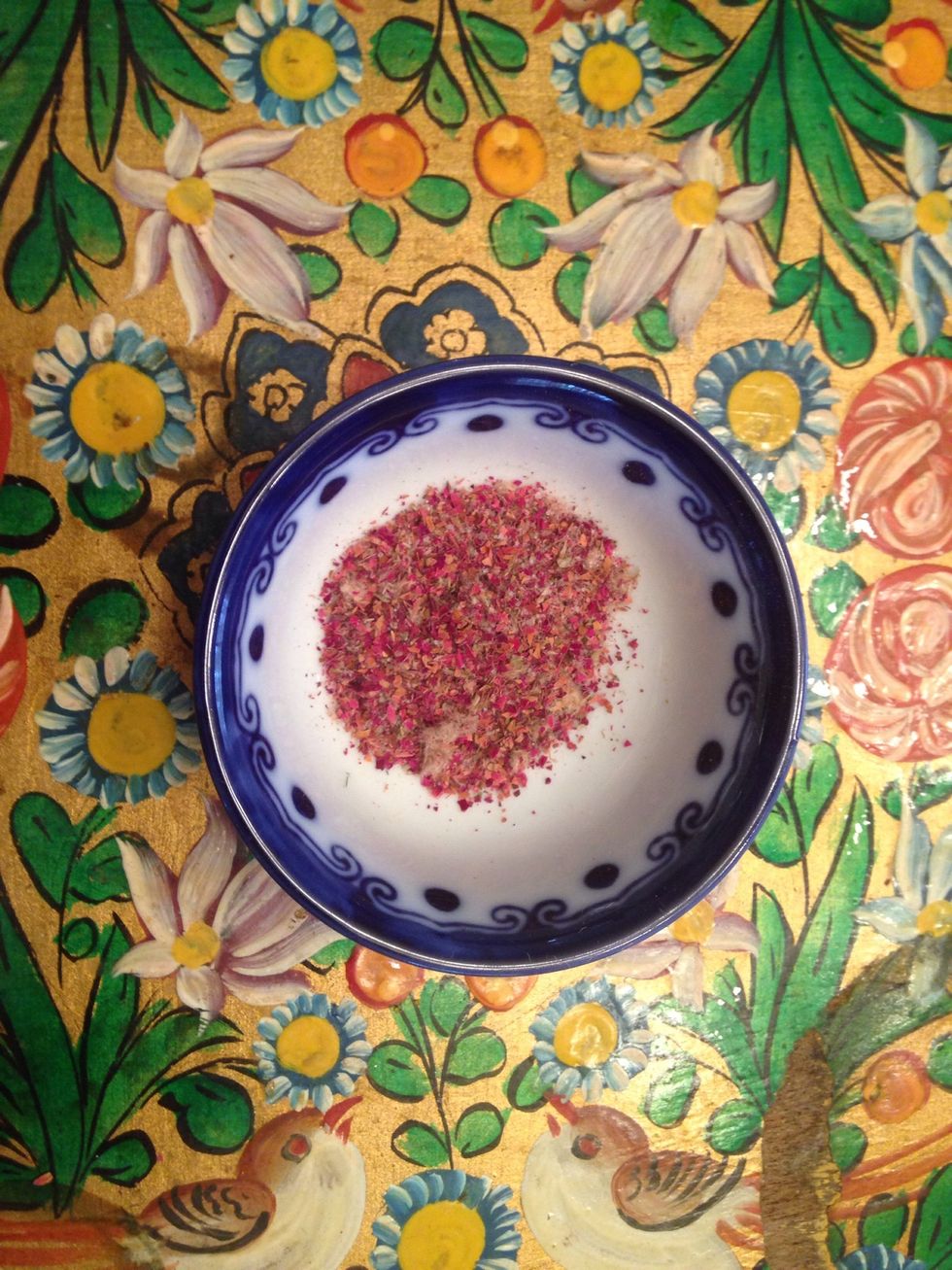 Add half the rose petals