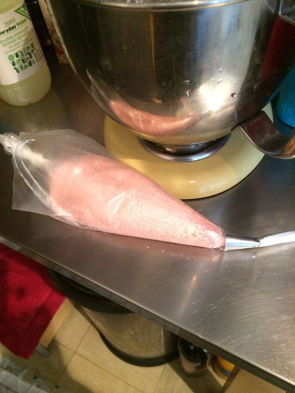 Add half to piping bag and leave till ready