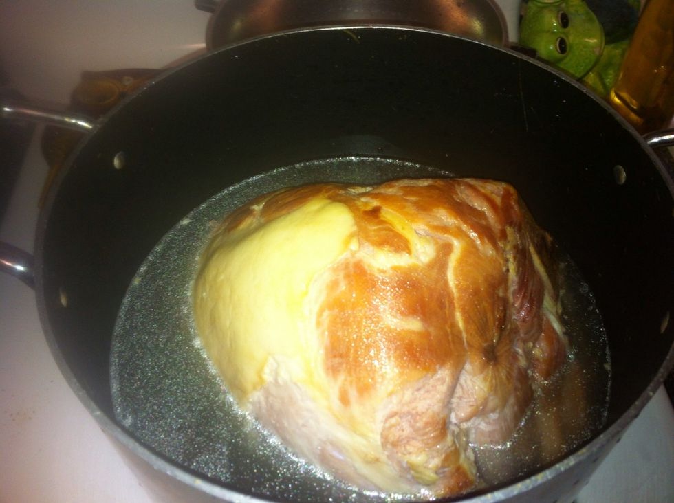 Add ham to your water. Add a little salt and pepper.