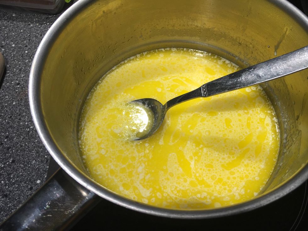 Add heavy cream and treacle. If you cannot get hold of treacle corn syrup works too.