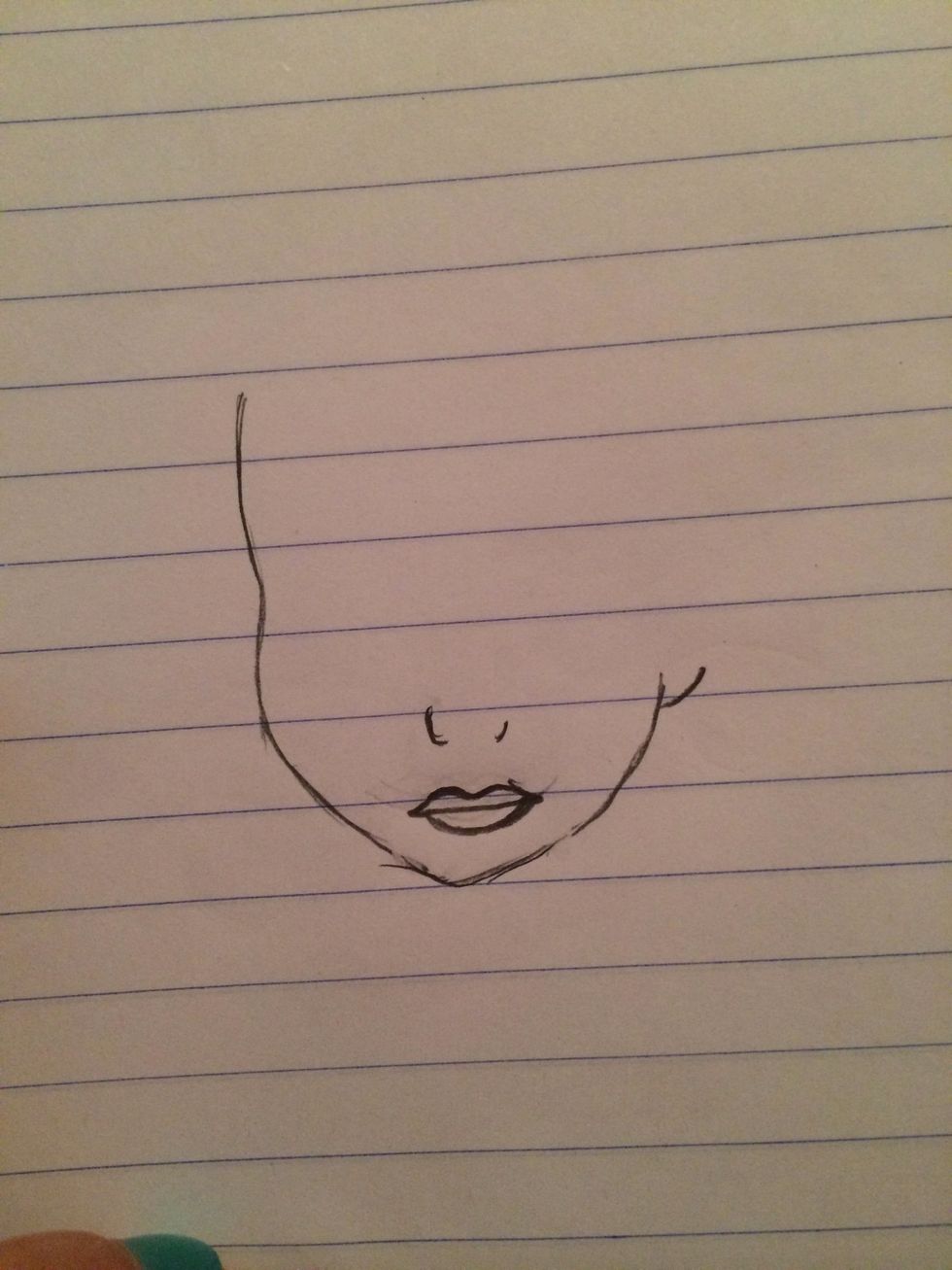 Add her lips and nose.