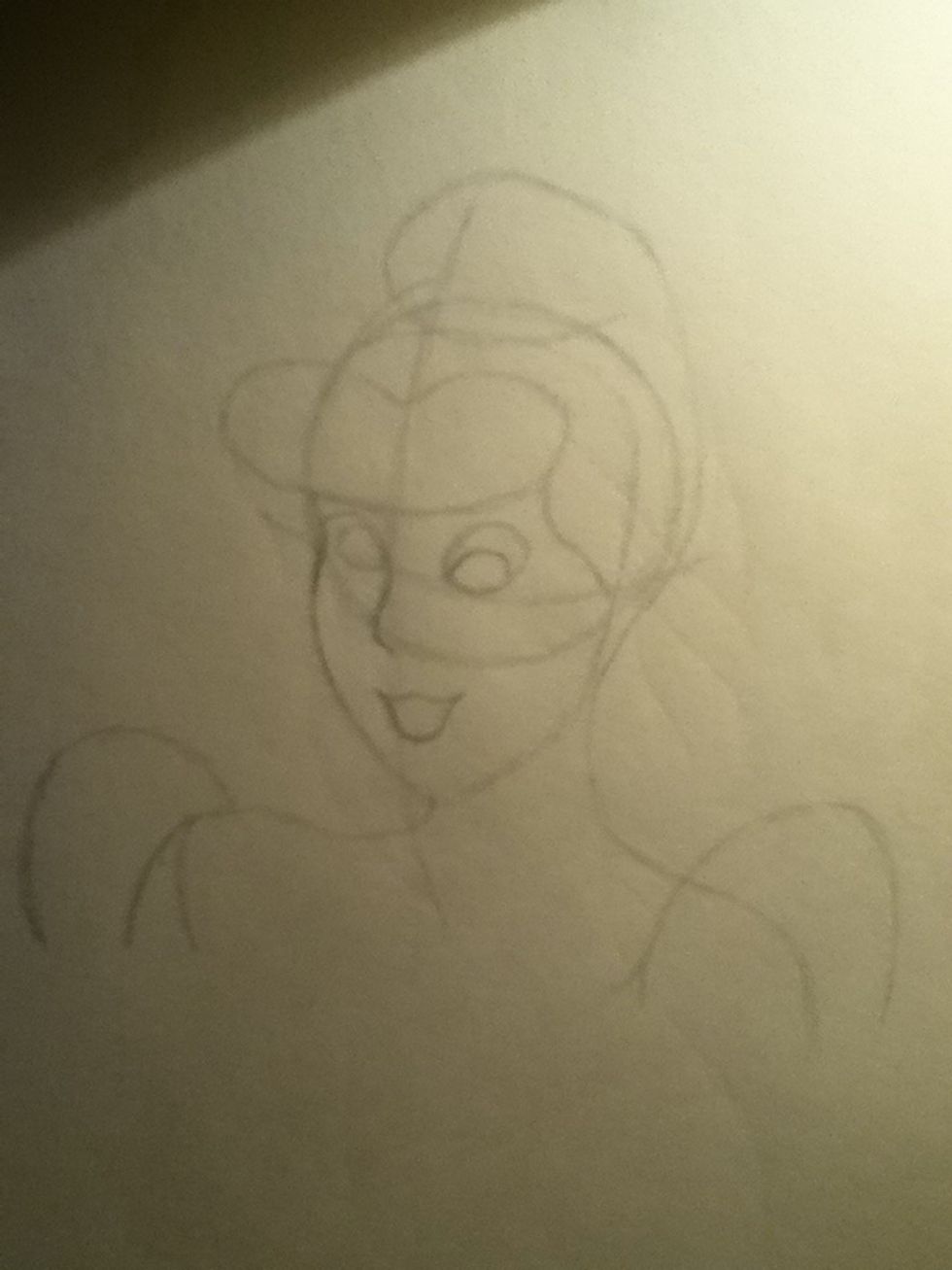 Add her nose, mouth and eye outlines...