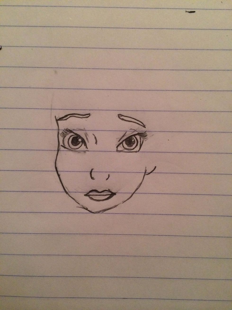 Add her other eye and add her eyebrows.