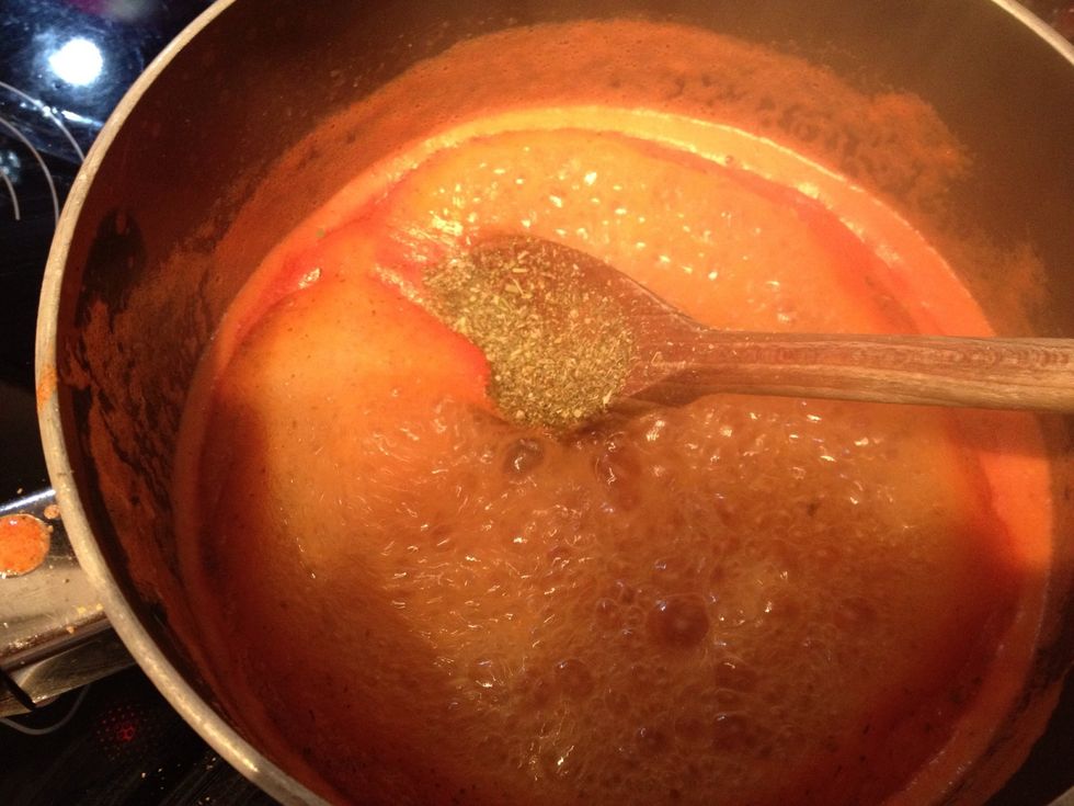 Add herbs and spices as preffered (I add herbs de provance and black pepper + cayenne pepper) keep reducing until thick