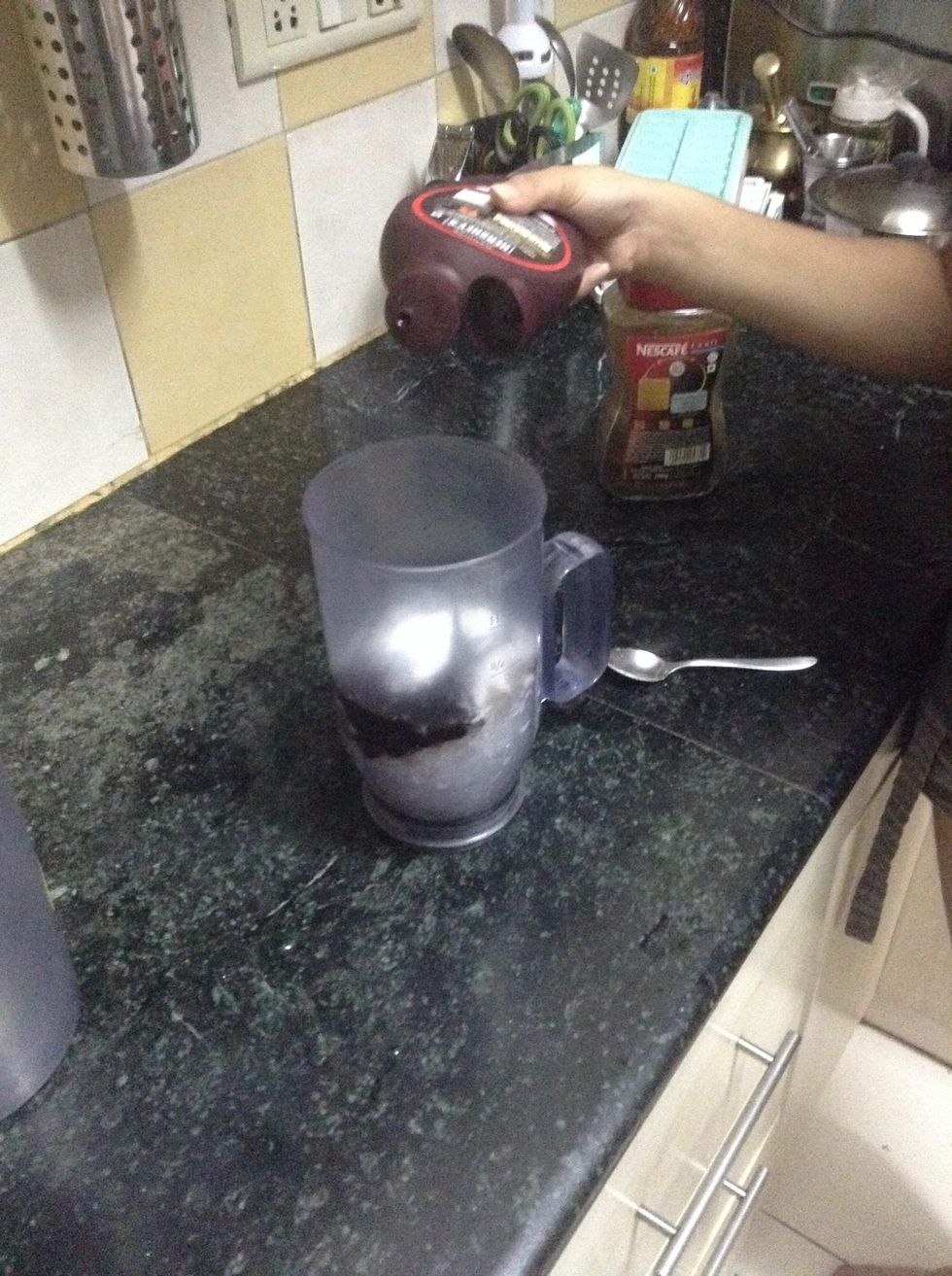 Add herseys chocolate syrup as much as you want