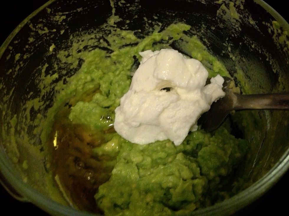 Add honey and Greek yogurt.