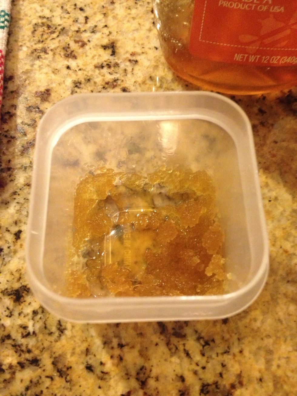 Add honey: only about half of a spoonful, too much will make the scrub sticky!