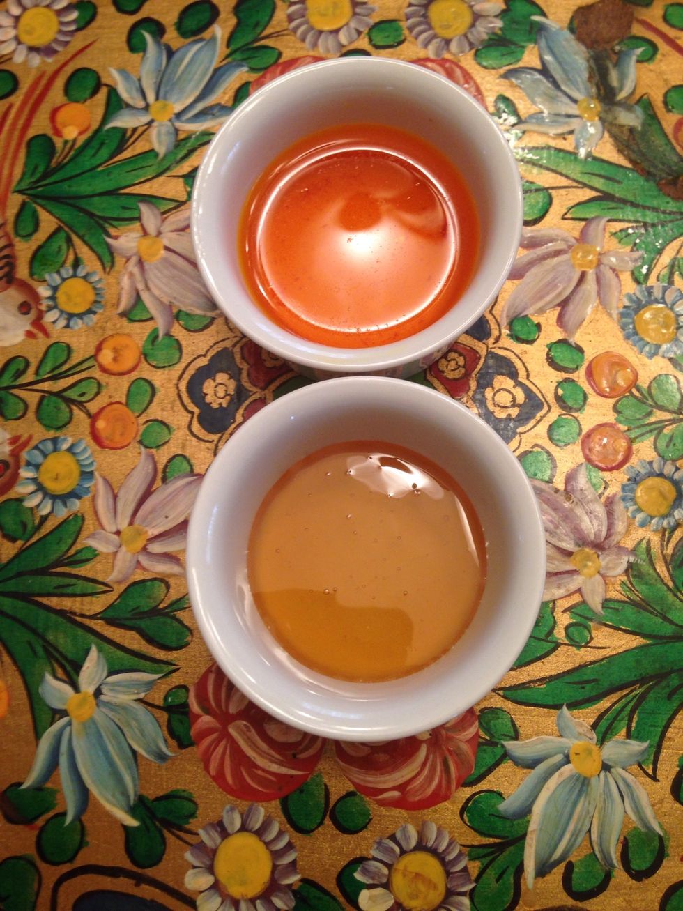 Add honey & saffron water and Stevia. You can also use a cup of sugar instead. Depends on how sweet you want it. To make saffron water grind 1/2 tsp of saffron threads & add 2 tablespoon boiling water