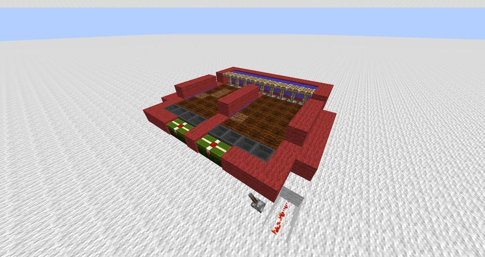 Add hoppers leading into a chest. To connect one hopper to another hold shift and click the hopper you wish to connect to.