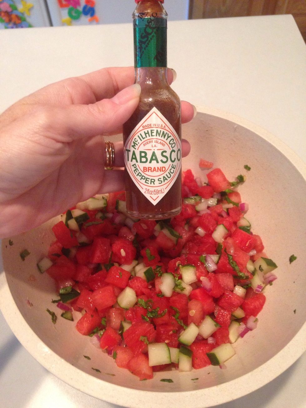 Add hot sauce (more or less depending on if you like it mild or spicy.)