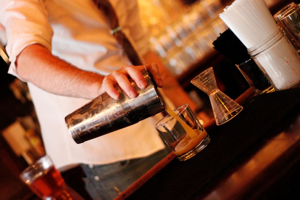 Add ice, seal, shake until the shaker gets nice and frosty. Strain into a chilled Old Fashioned glass and fill with ice.