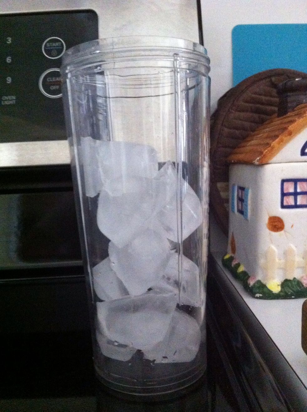 Add ice to blender, I used half of an icecube tray!
