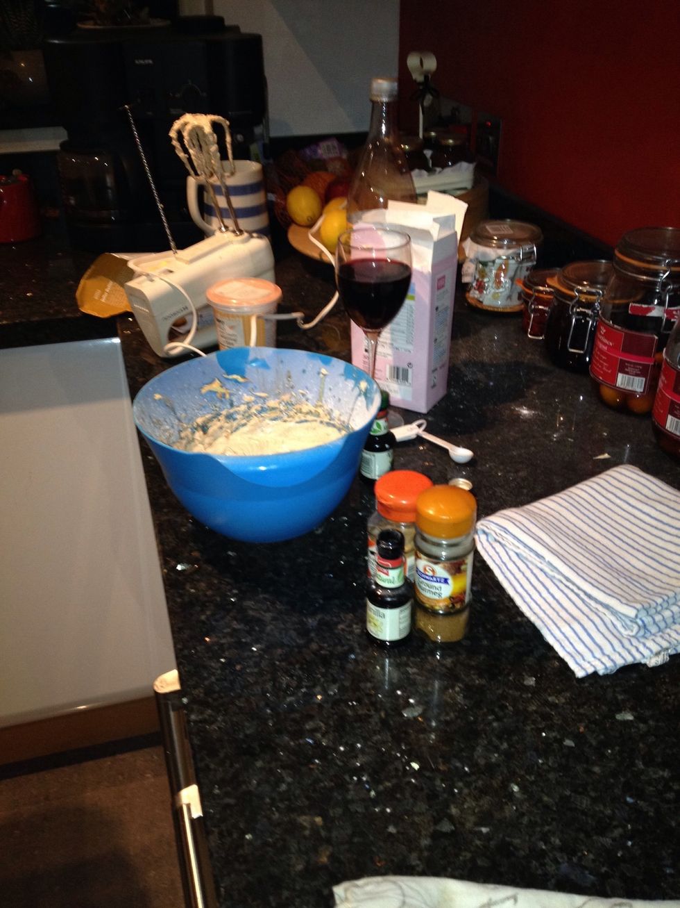 Add icing sugar and mix with the leccy whisk. Taste to make sure it reminds you of Christmas, and be proud of the mess you have made :)