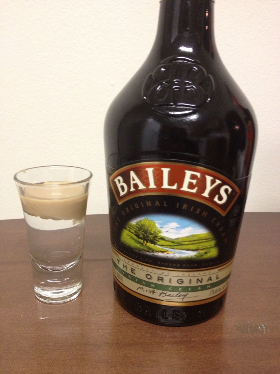 Add in 1/2 oz of your favorite Irish Cream. It is supposed to float.