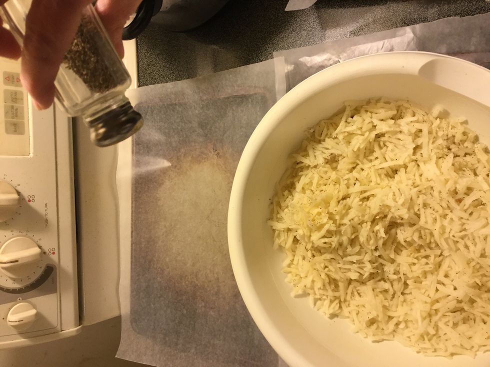 Add in 1/2 tsp of salt and pepper.