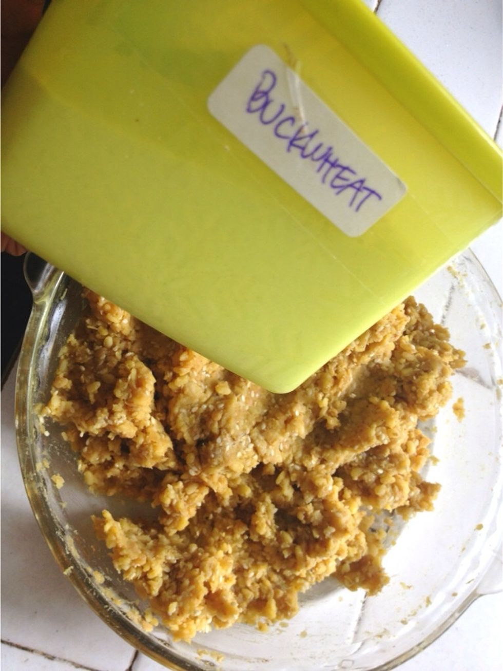 Add in 1/4 cup of buckwheat flour.  U can use any flour anyway :) but I just love the buckwheat smell hehe ;) and it also gluten-free!