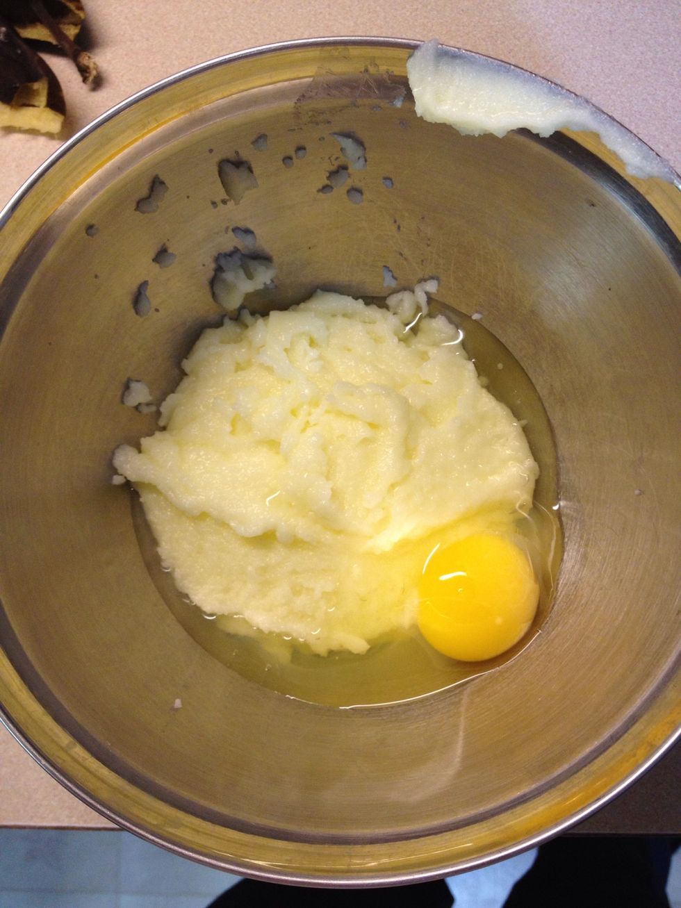Add in 1 of the 2 eggs.