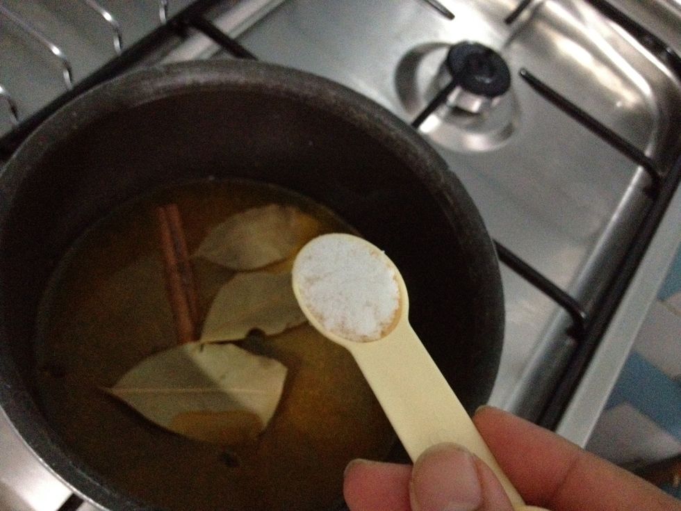 Add in 1 tsp of salt. If you like, you can also add in 3 green cardamom pods. Unfortunately I dont have one right now