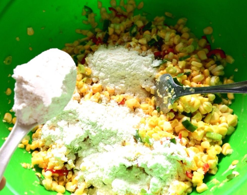Add in 10 tbsp of flour into the corn mixture