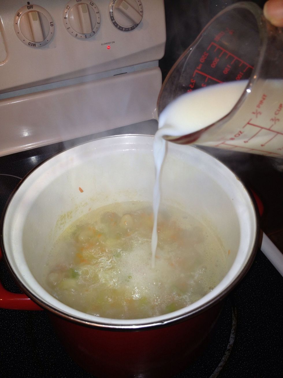 Add in 2/3 cup milk.