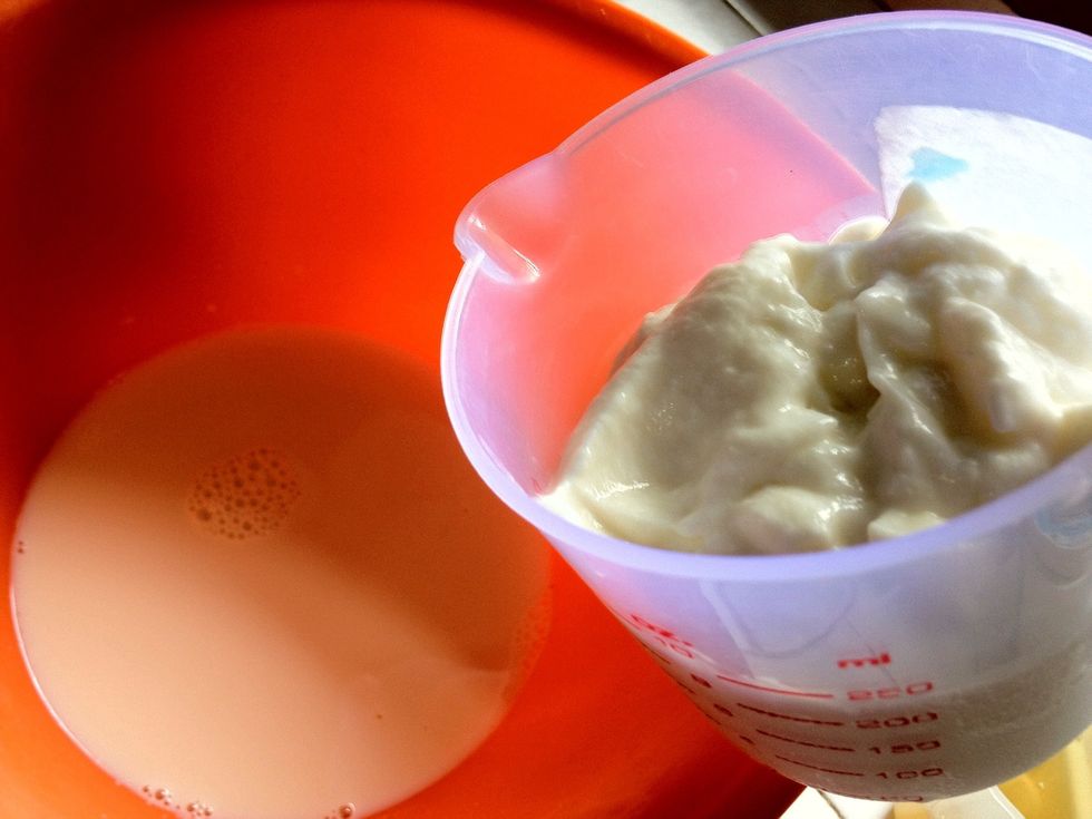Add in 2 cups of skim yoghurt