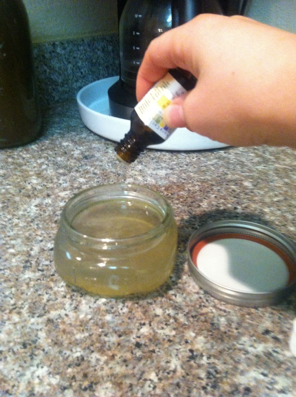 Add in 3-5 drops of essential oil. * I'm using lavender.