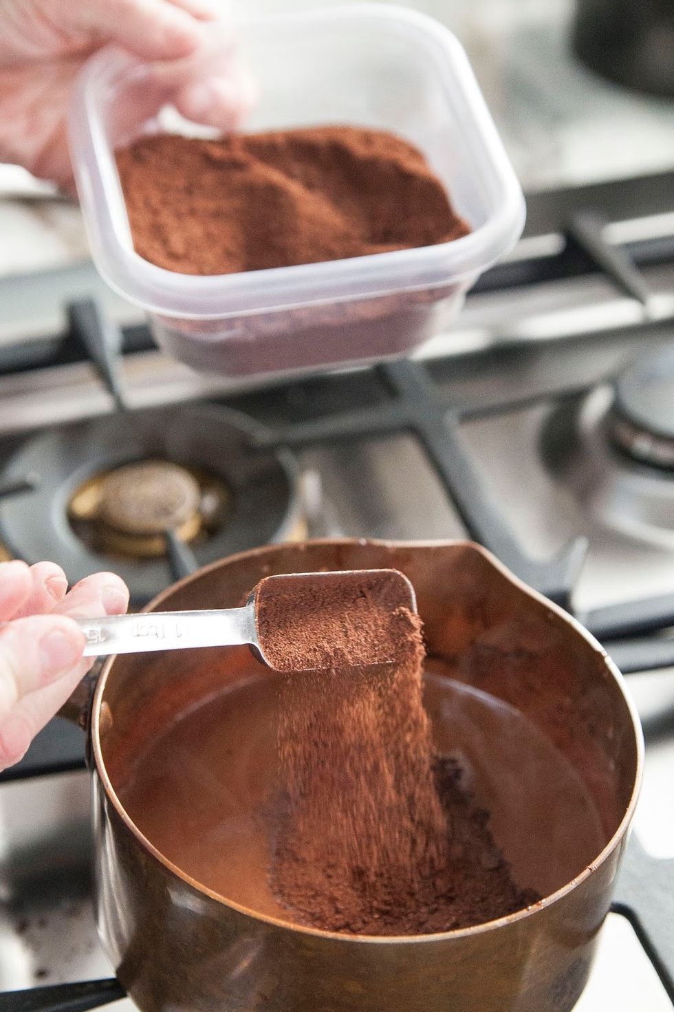 Add in 3 Tbs of the chocolate mix you made and set aside.