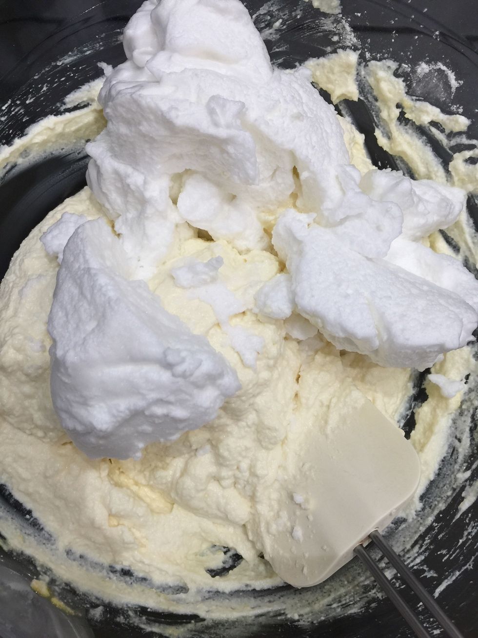 Add in 3 times and fold in delicately