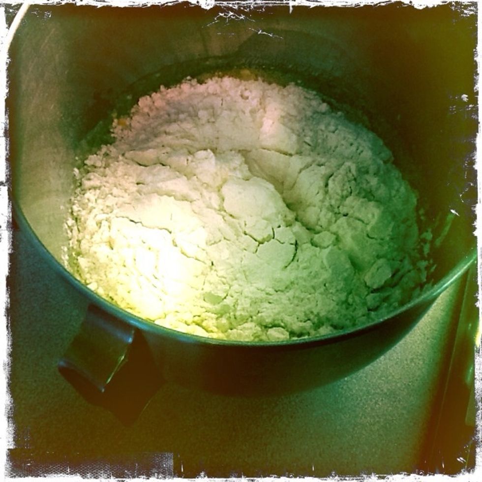 Add in 325 grams flour let rest for...