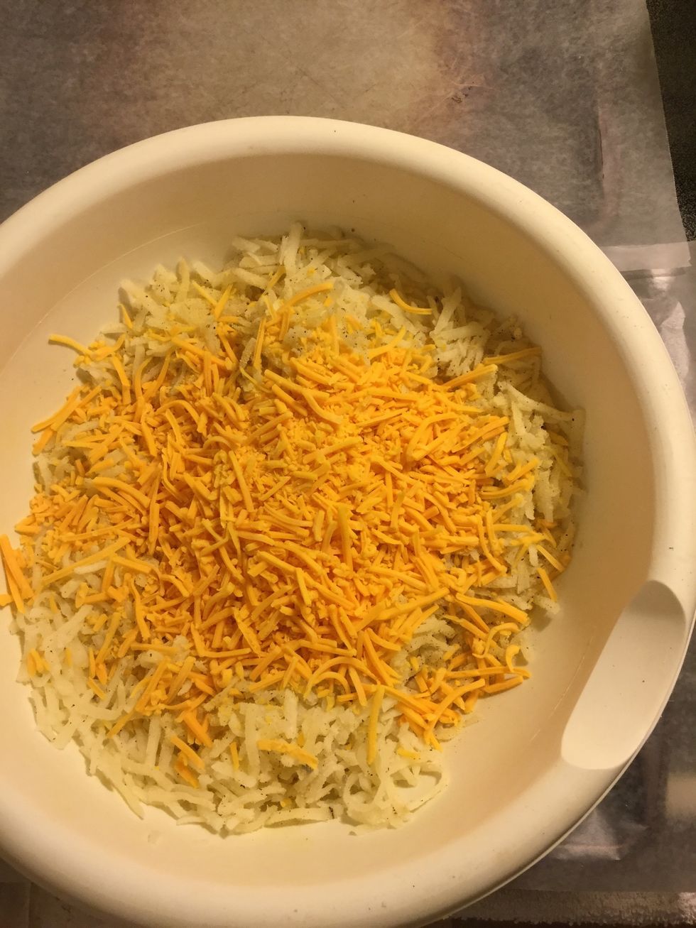 Add in 6 ounces of shredded cheddar cheese.