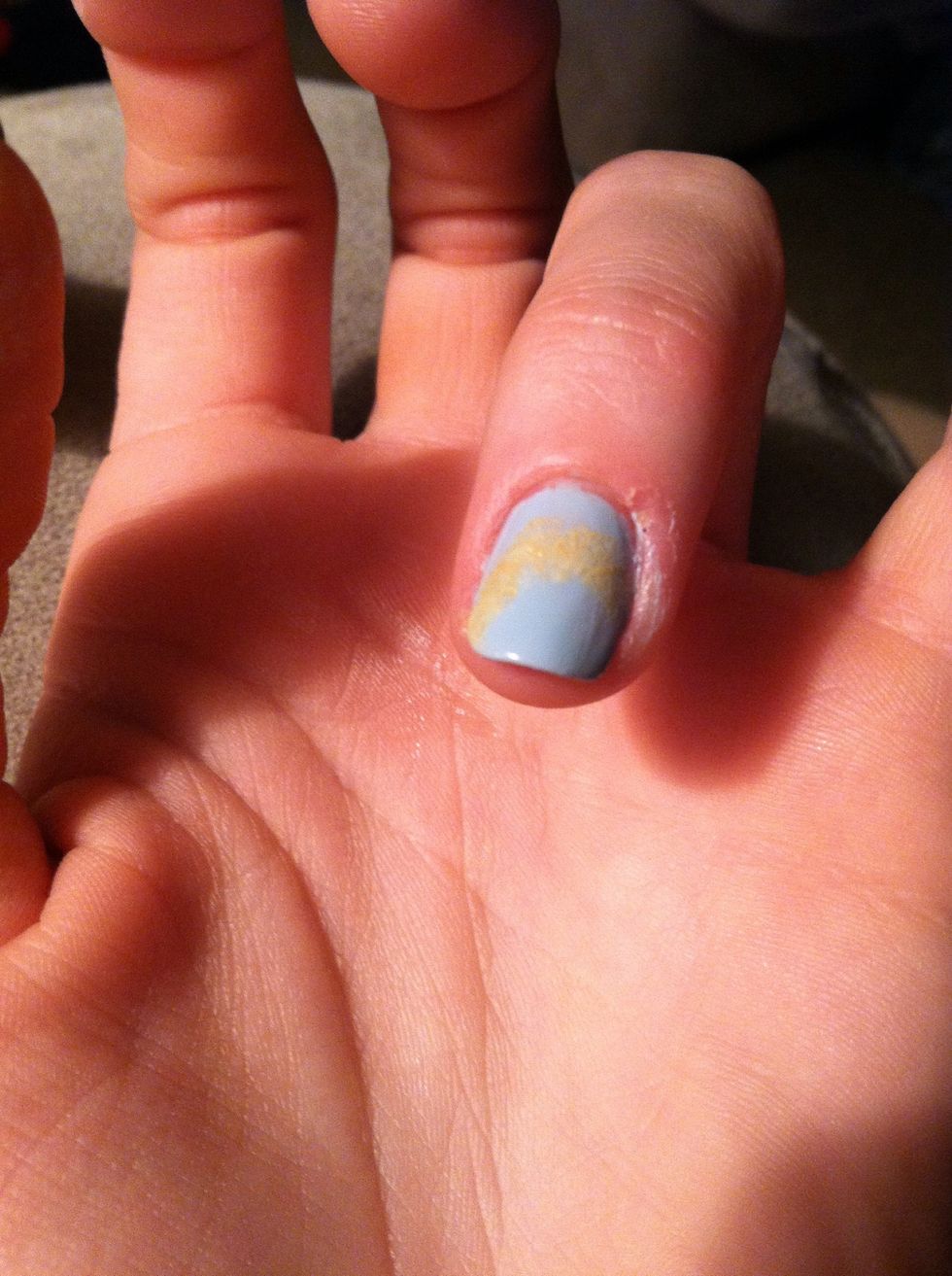 Add in a pastel yellow. (I'm using Sinful Colors' Unicorn)