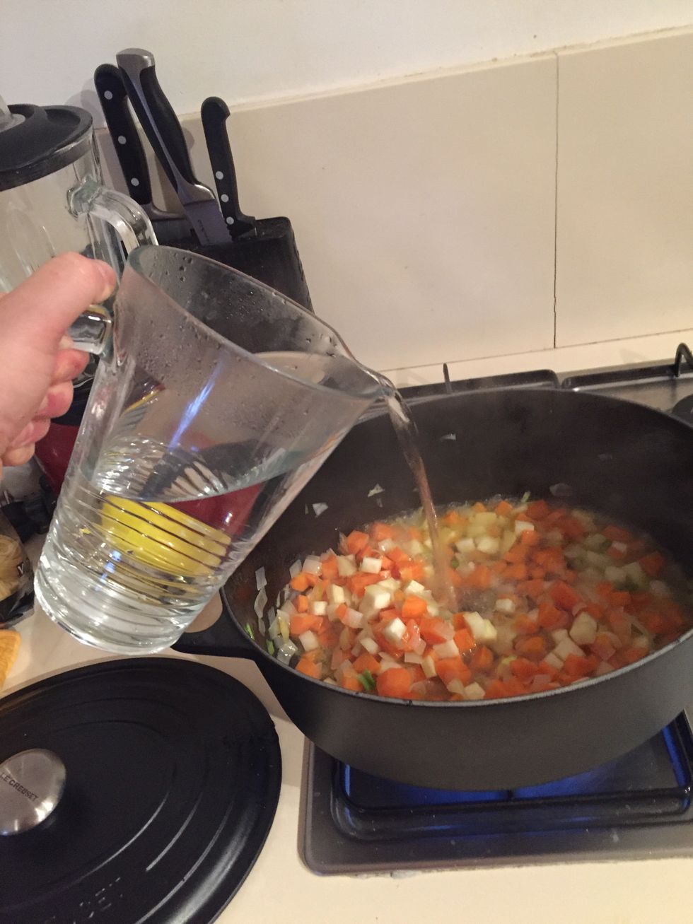 Add in about two of these pitchers. Not too much water but should be enough to feel like a soup