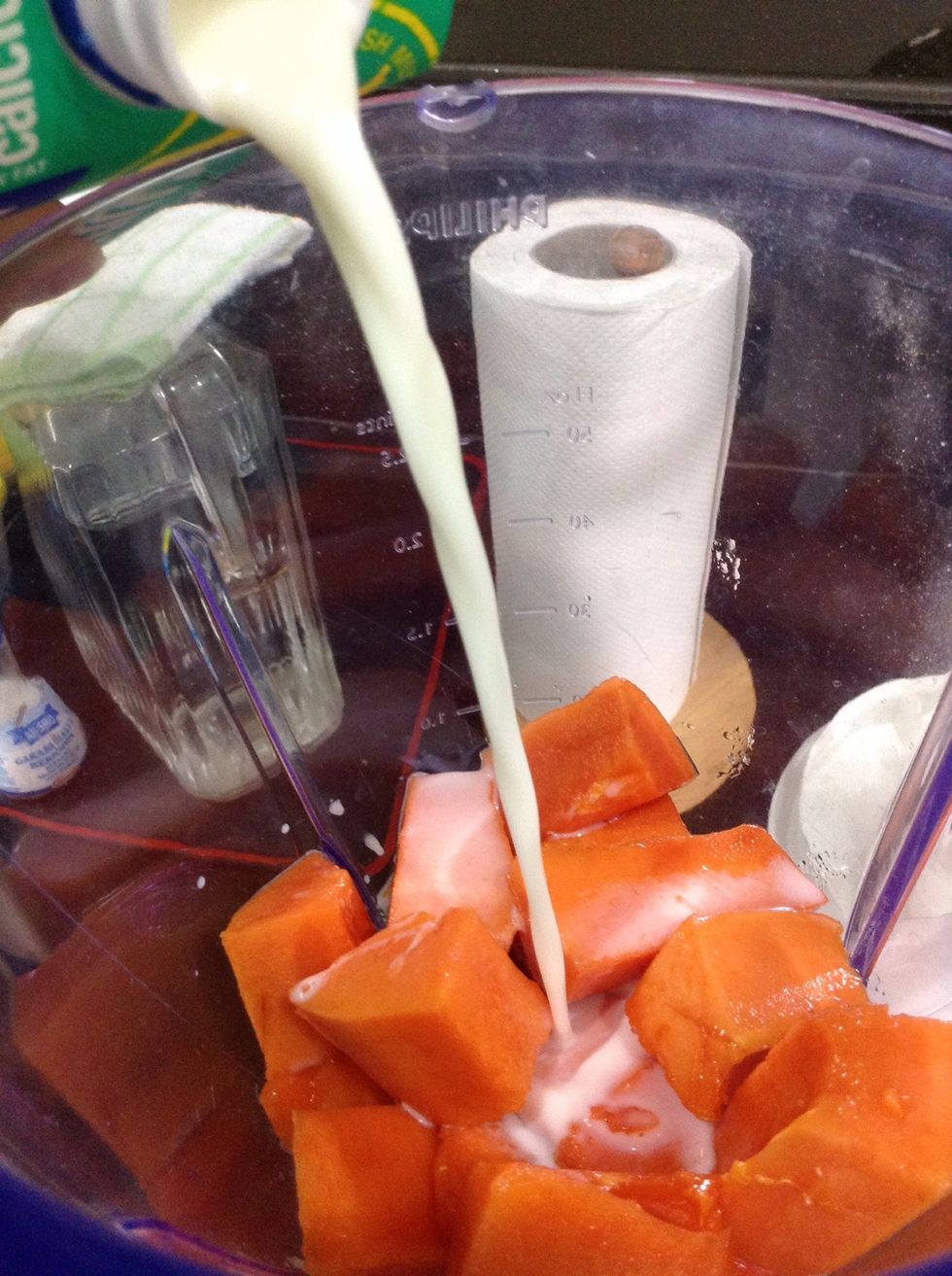 Add in as much milk as you want! I used about 2 cups.