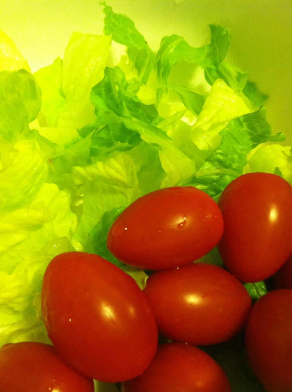 add in cherry tomatoes. ofcourse you can add more ingredients such as olives, avocados, chicken, etc.