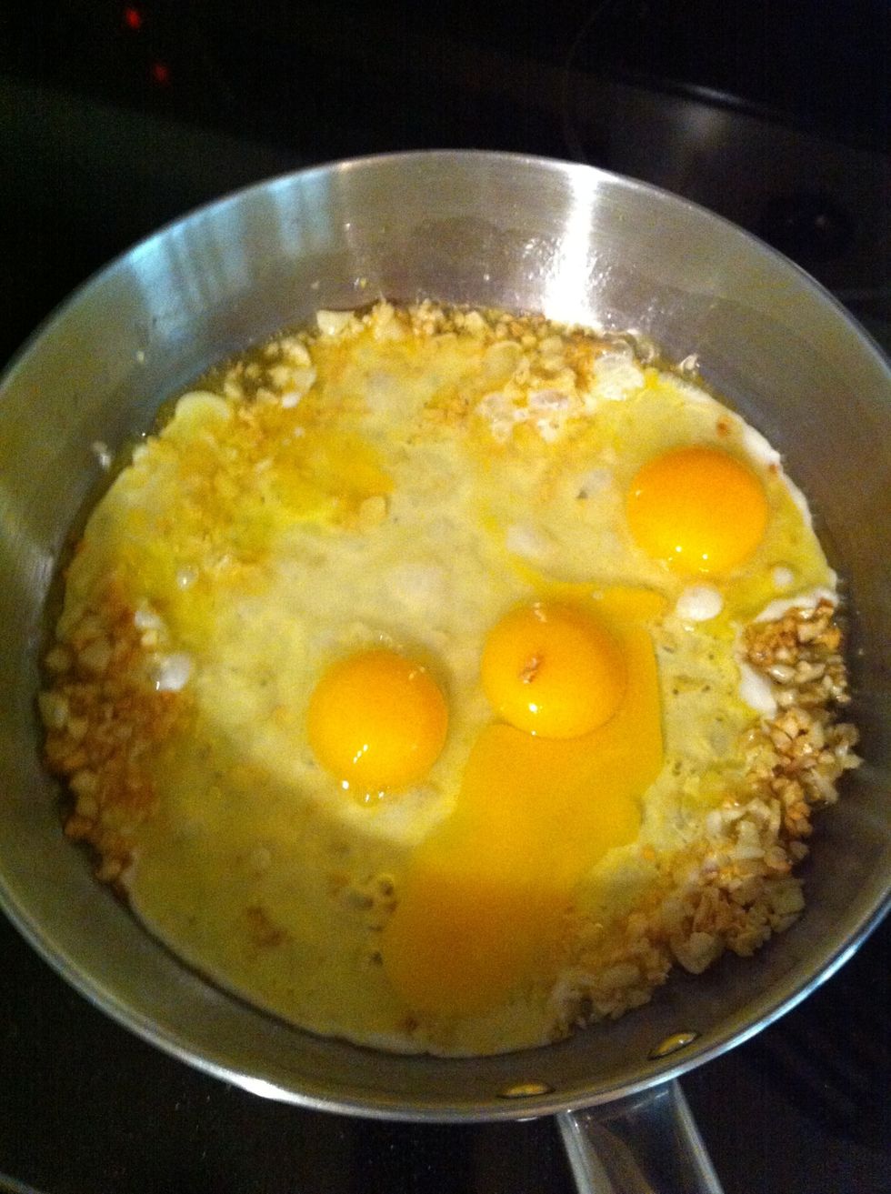 Add in eggs (I personally like about 2 eggs and 3 additional egg whites...do to your desired preference)