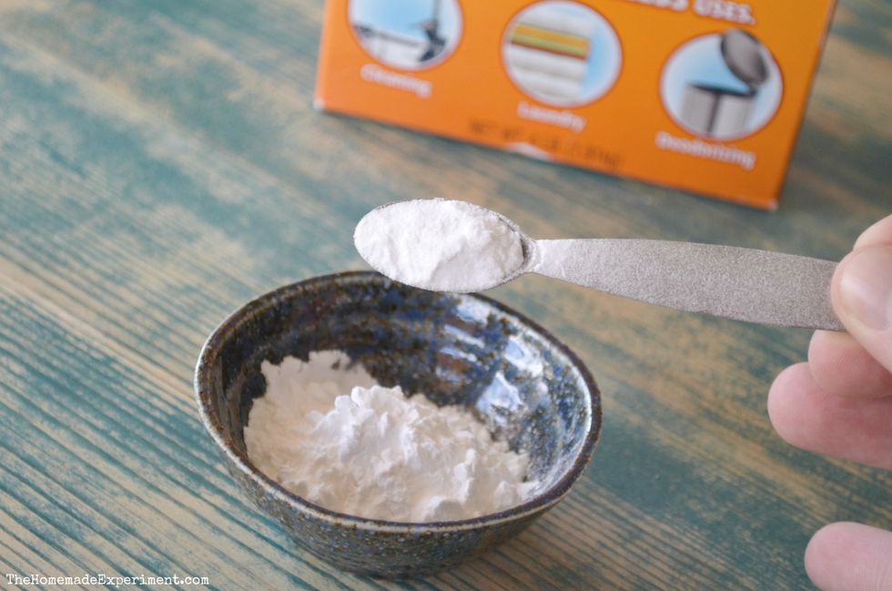 Add in equal parts Baking Soda and Cornstarch. For this I used 1/4 cup Baking Soda.