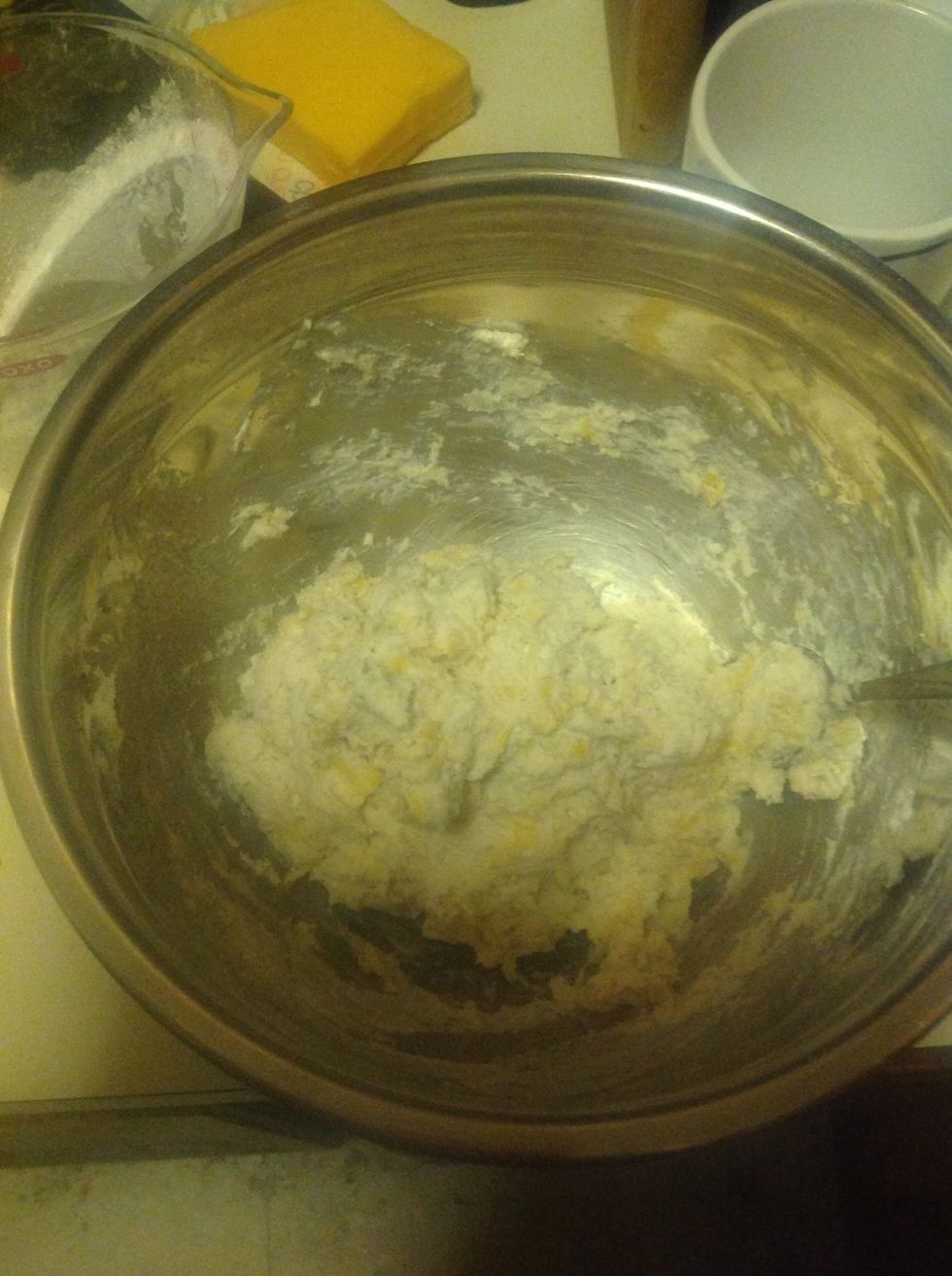 Add in milk and mix until well blended. Note that this will get very sticky.