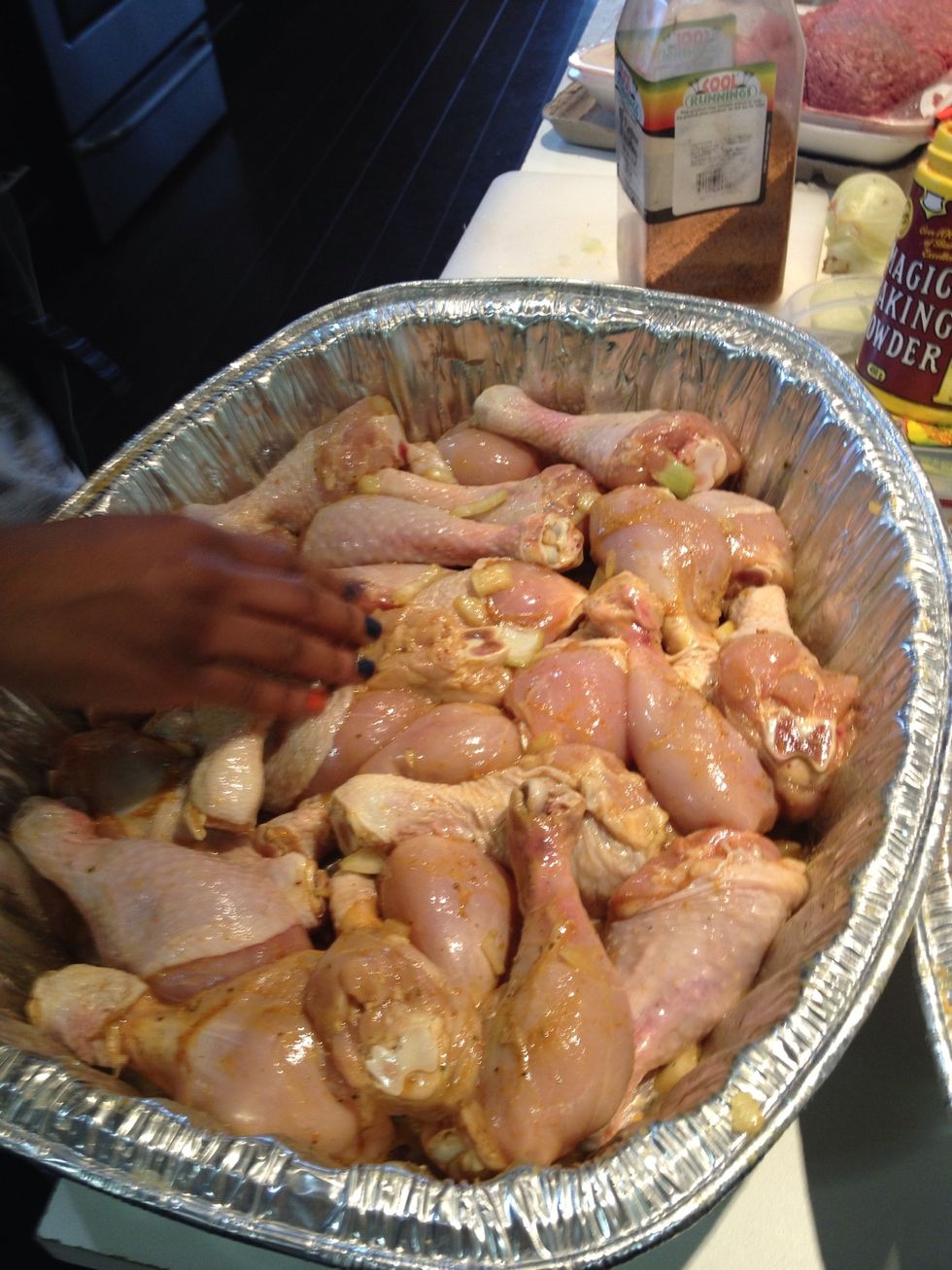 Add in oil & all-purpose seasoning then mix with your hands.