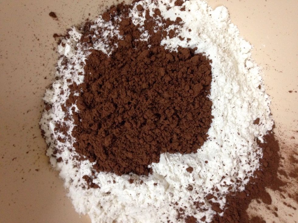 Add in one and a half big spoon of cocoa powder