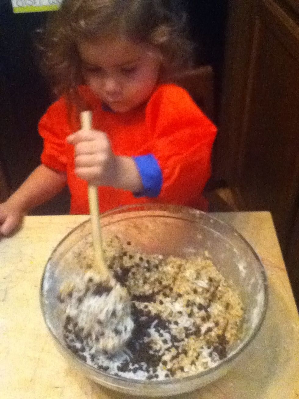 Add in optional ingredients. Brewer's Yeast and flax/chia seeds are supposed to increase milk production, so feel free to skip them if you are not nursing. Here I'm using chocolate, coconut, chia.