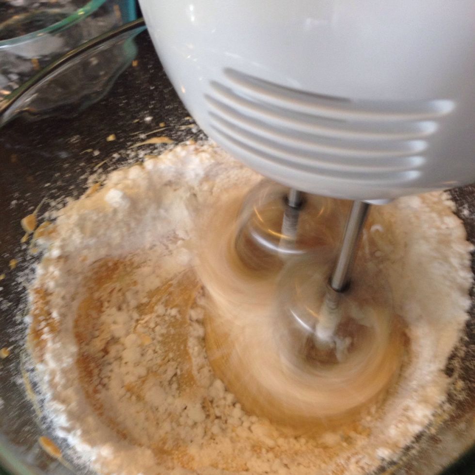 Add in powdered sugared, beat until smooth. Beat about 2 minutes. Make certain to scrap down sides of bowl so everything will mix in well.