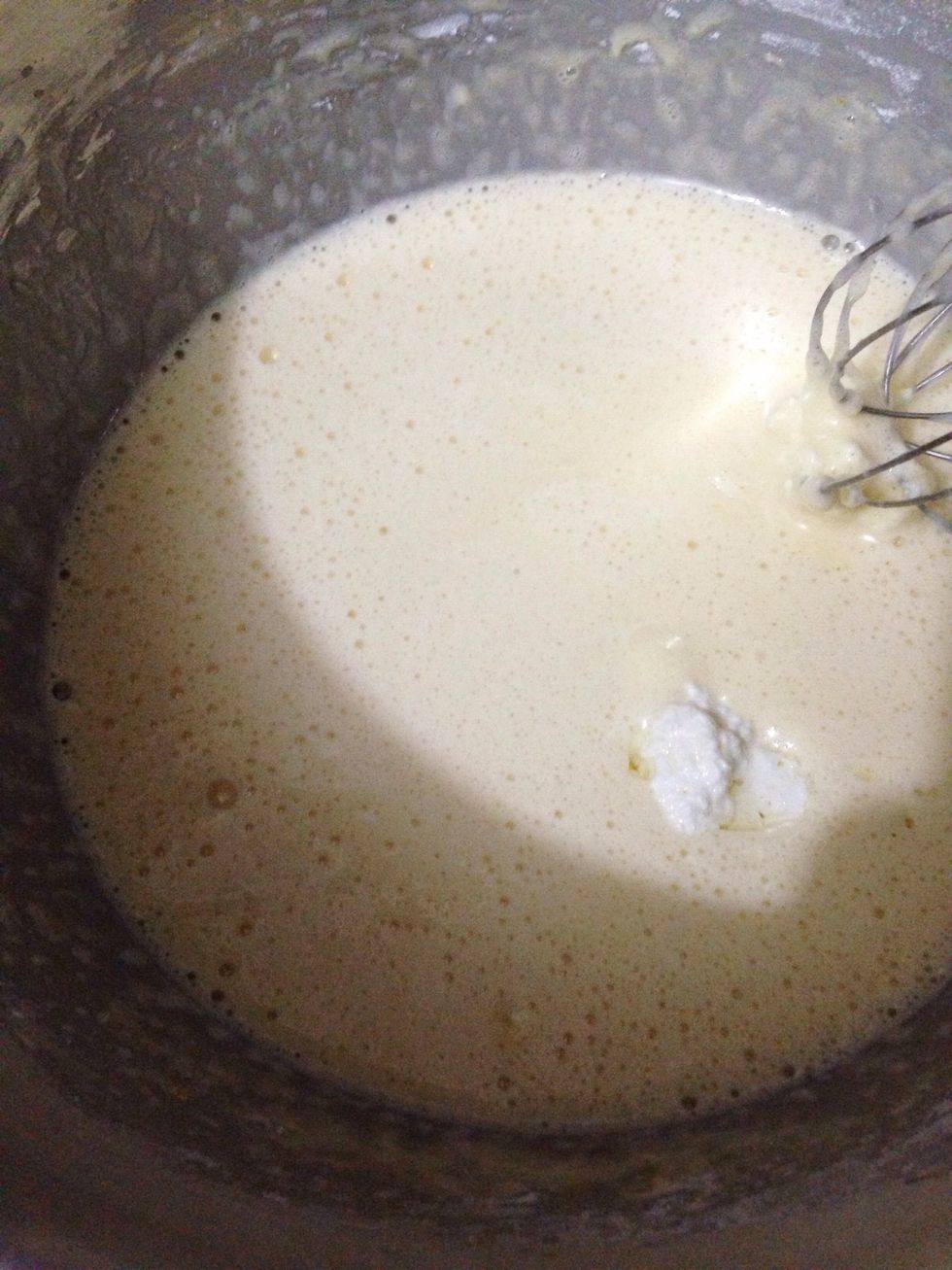 Add in room temperature cream cheese and oil