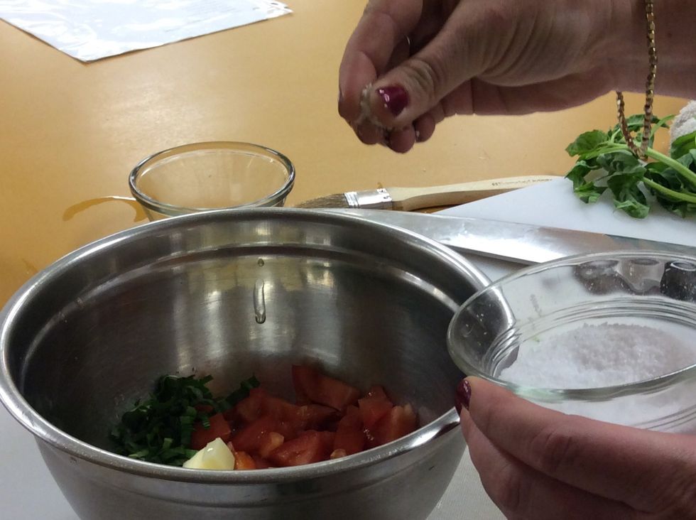 Add in salt. Make sure to take it, the salt will bring out the natural flavor a of the salsa.