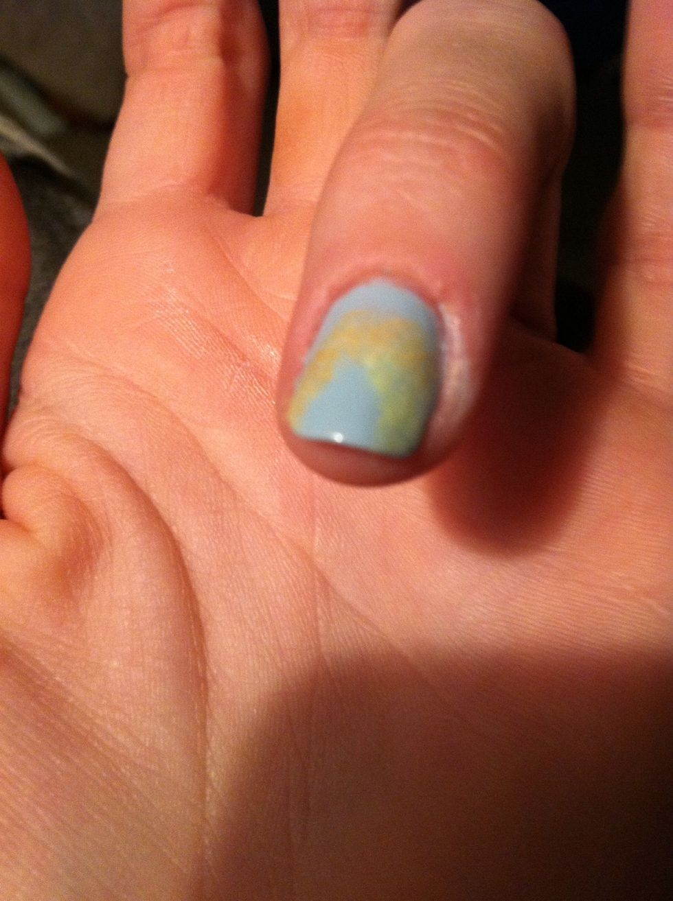 Add in some pastel green. (I'm using Sinful Colors' Just A Pinch)