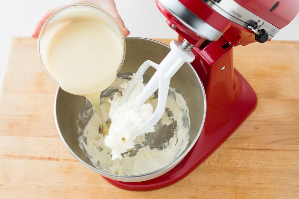 Add in sweetened condensed milk. Mix until smooth.