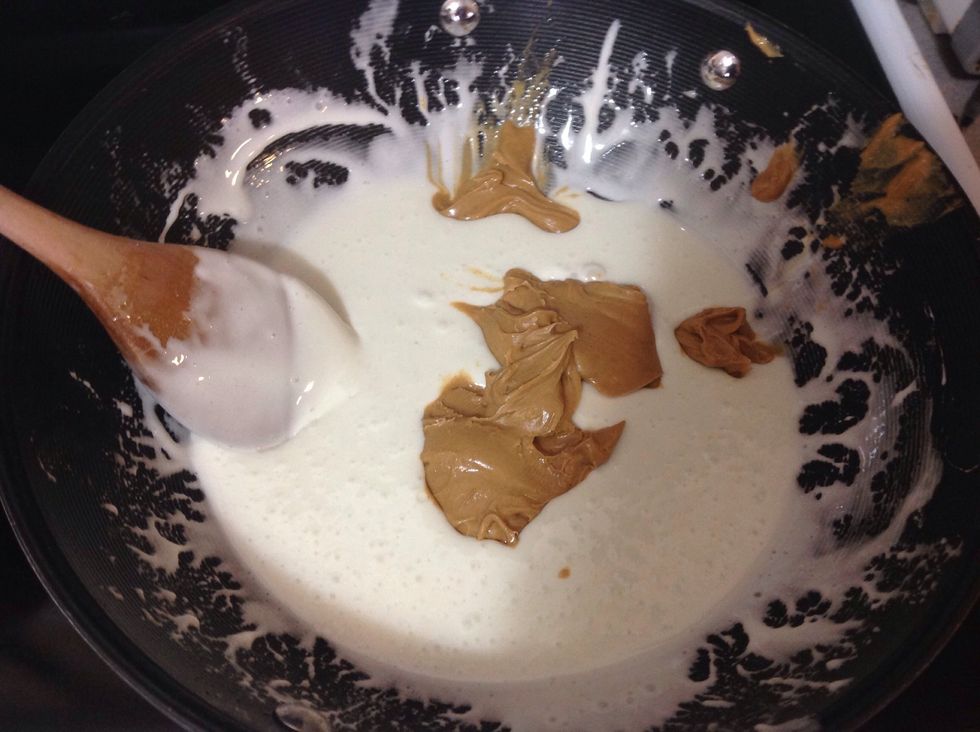 Add in the 1/2 cup of peanut butter and stir.