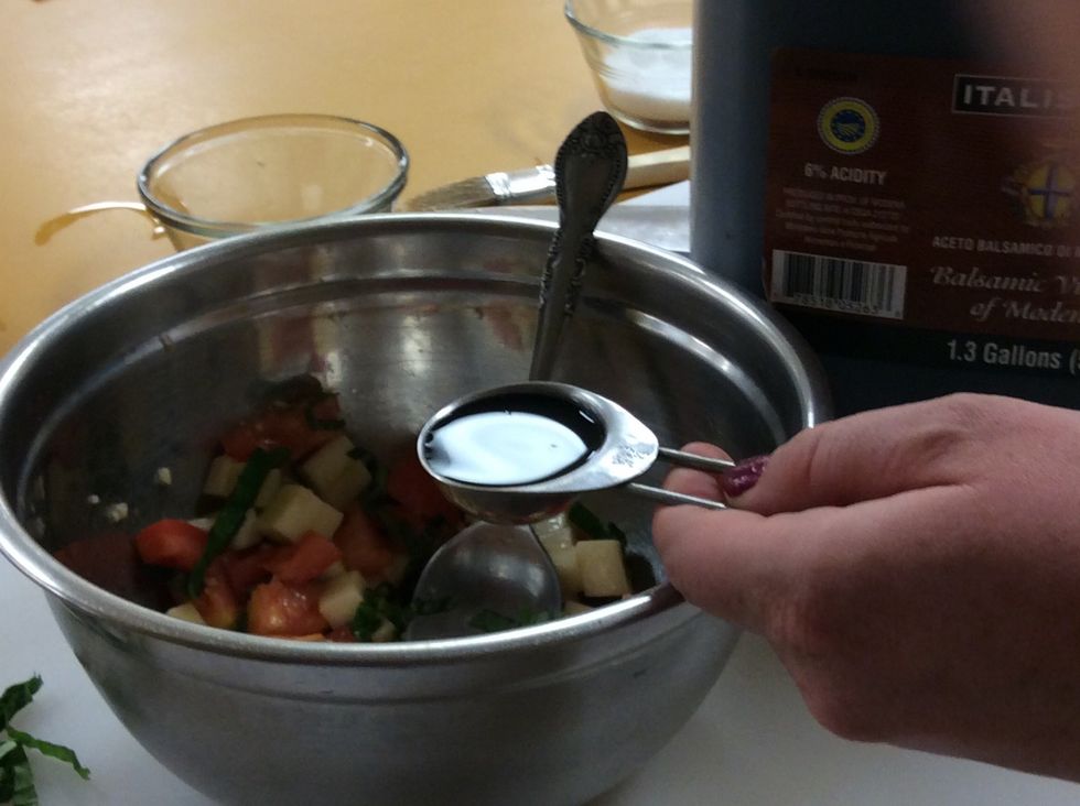 Add in the 1 TBS of balsamic vinegar.