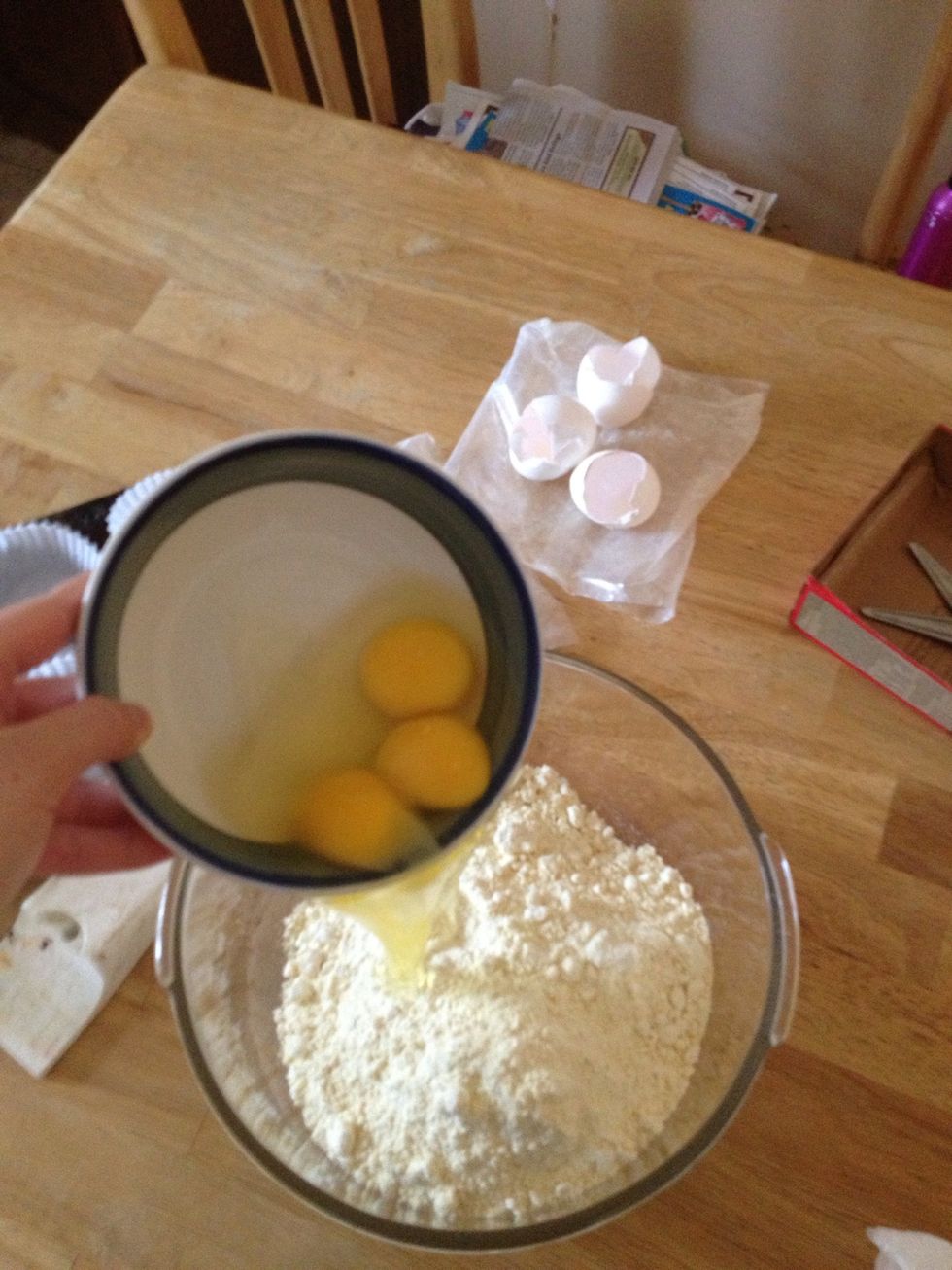 Add in the 3 eggs